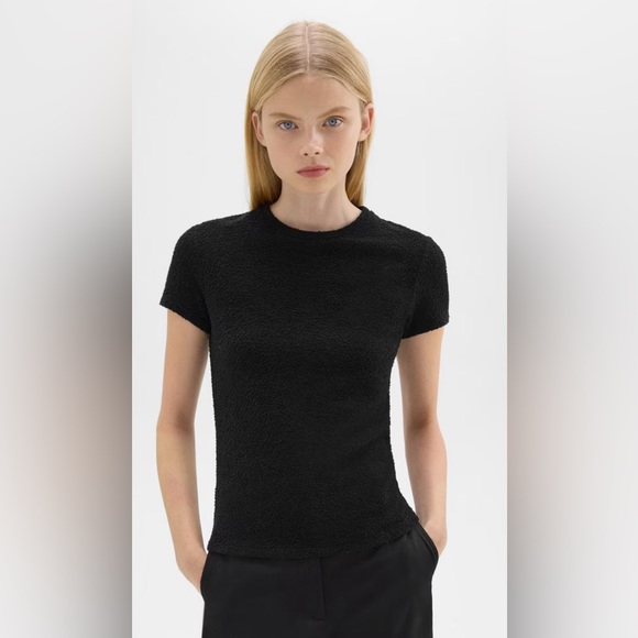 Theory Tops - Theory Women’s Tiny Tee in Bouclé Jersey  - Black